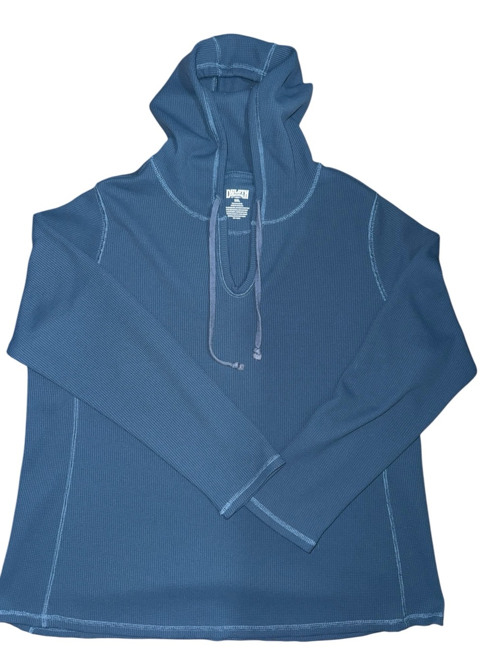 Duluth Trading Co Women’s 2XL Blue Waffle Knit Cowl Neck Pullover Top